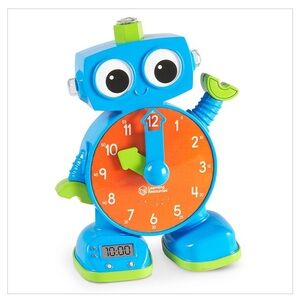 Blue and Orange Learning Robot Clock